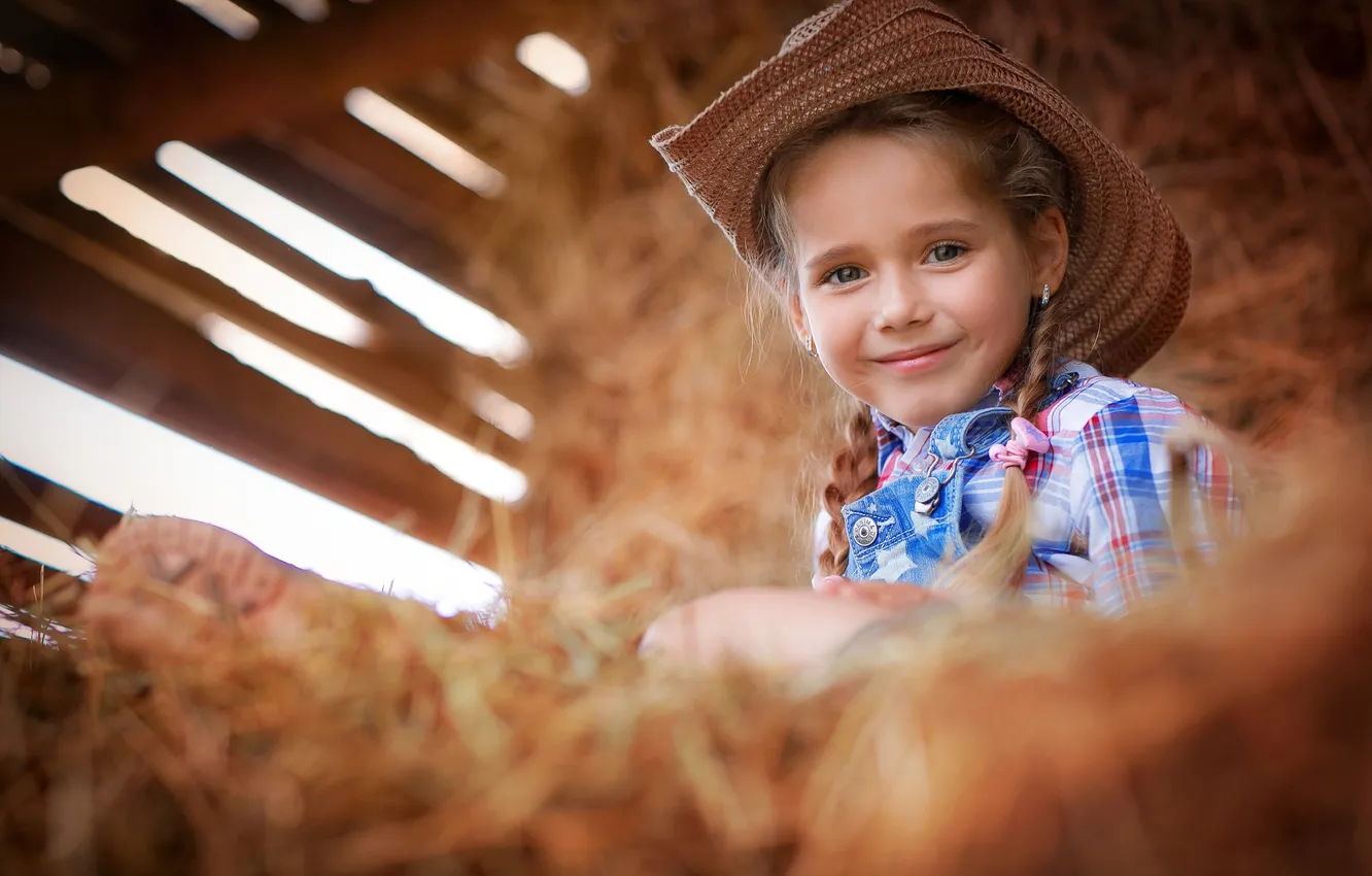Photo wallpaper smile, girl, country style, country kids