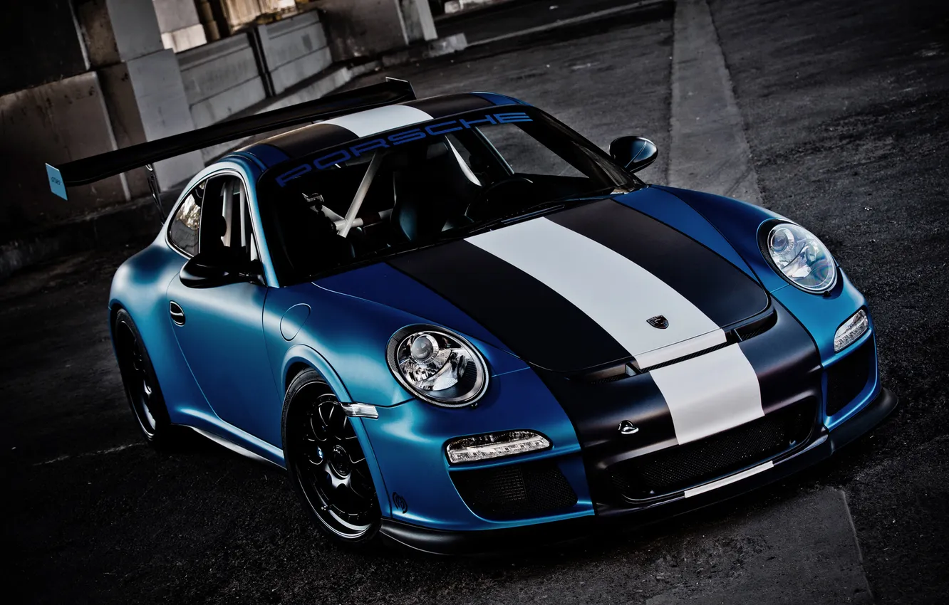 Photo wallpaper Porsche, blue, GT3