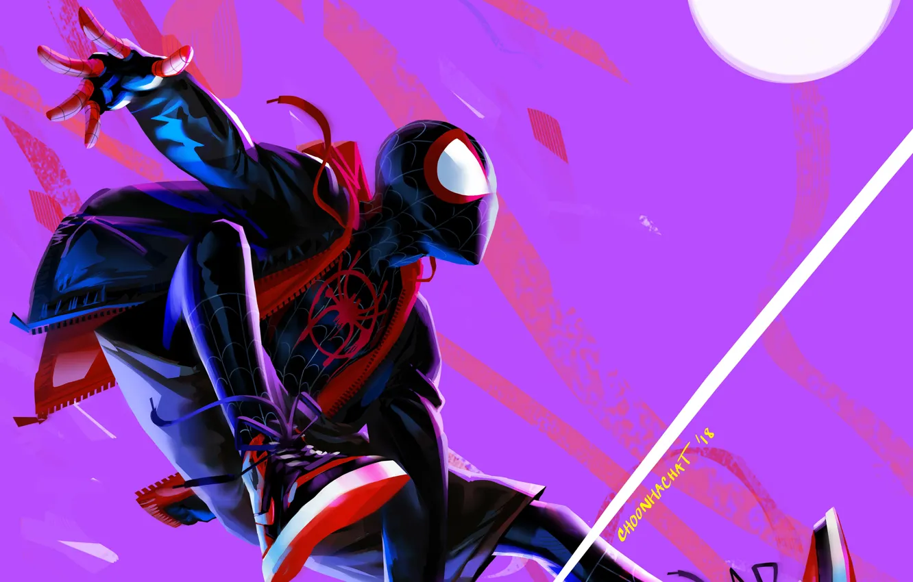 Photo wallpaper night, fiction, the moon, cartoon, sneakers, web, art, jacket