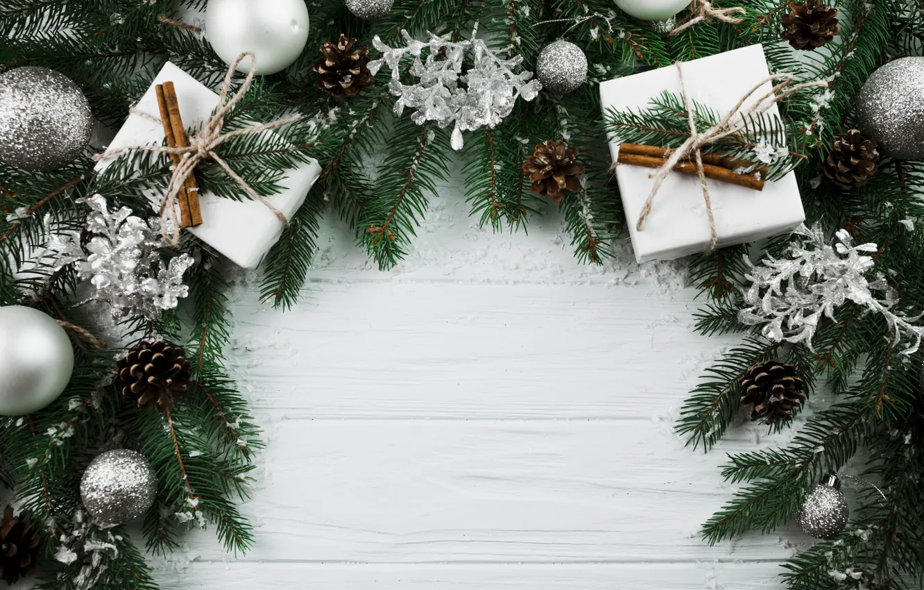 Photo wallpaper gift, balls, tree, new year, Christmas, Christmas, balls, wood