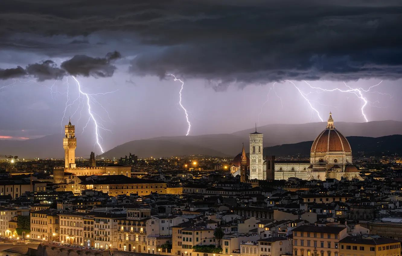 Photo wallpaper Italy, Florence, florence, architecture, lighning