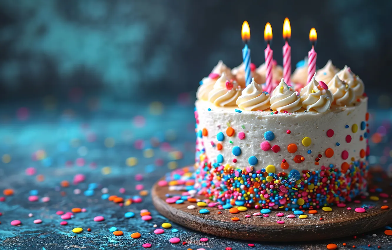 Photo wallpaper birthday, candles, colorful, cake, cake, celebration, candles, Happy