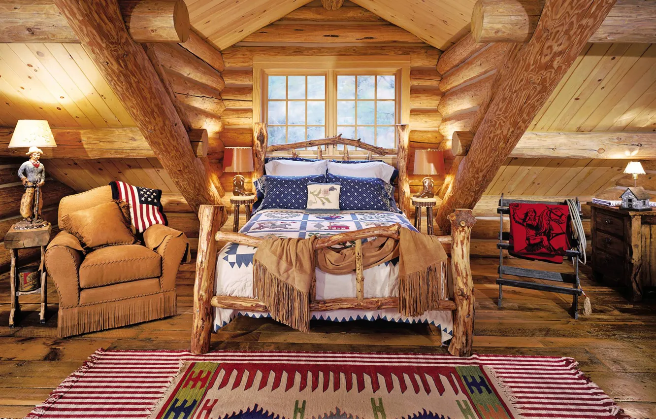 Photo wallpaper room, interior, bedroom, country style