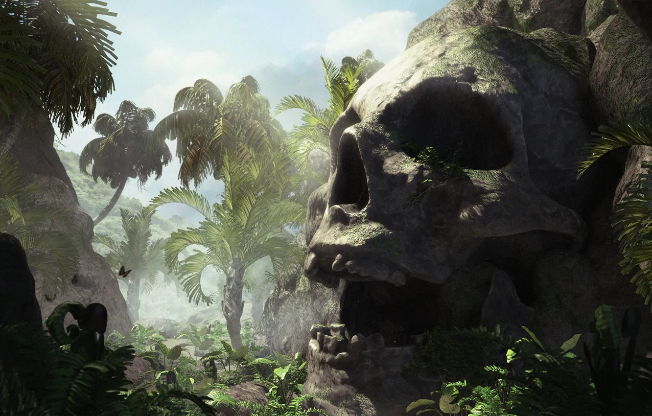 Photo wallpaper vegetation, skull, The giant skull