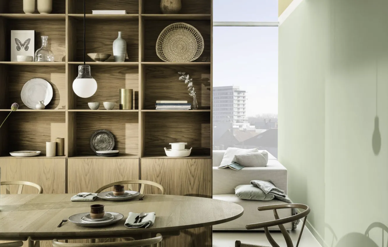 Photo wallpaper design, style, interior, living room, dining room, green wall, green wall, color-2022
