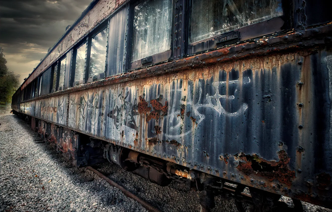 Photo wallpaper Graffiti, Old, Rustic, Restoration Depot, Vintage Train