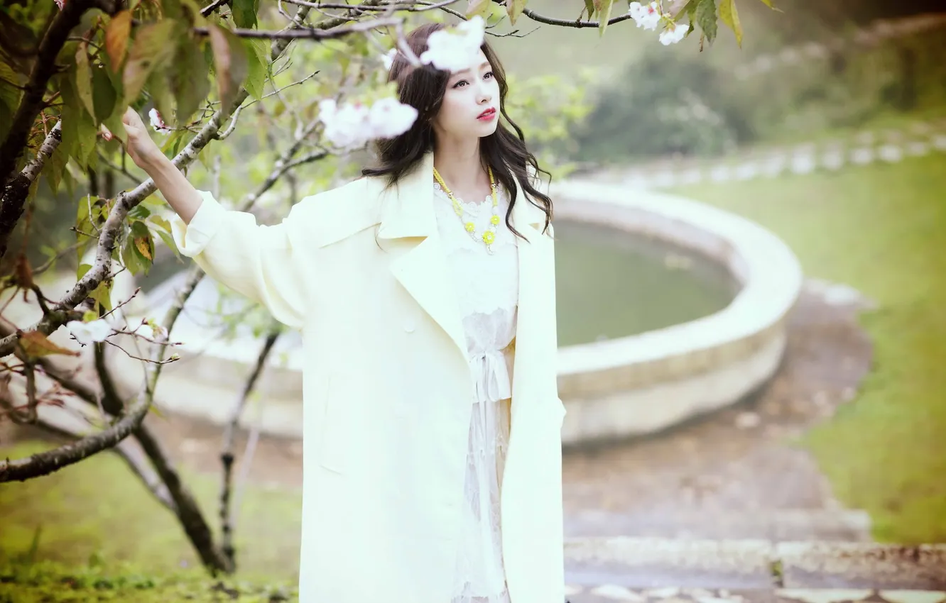 Photo wallpaper look, girl, pose, Asian