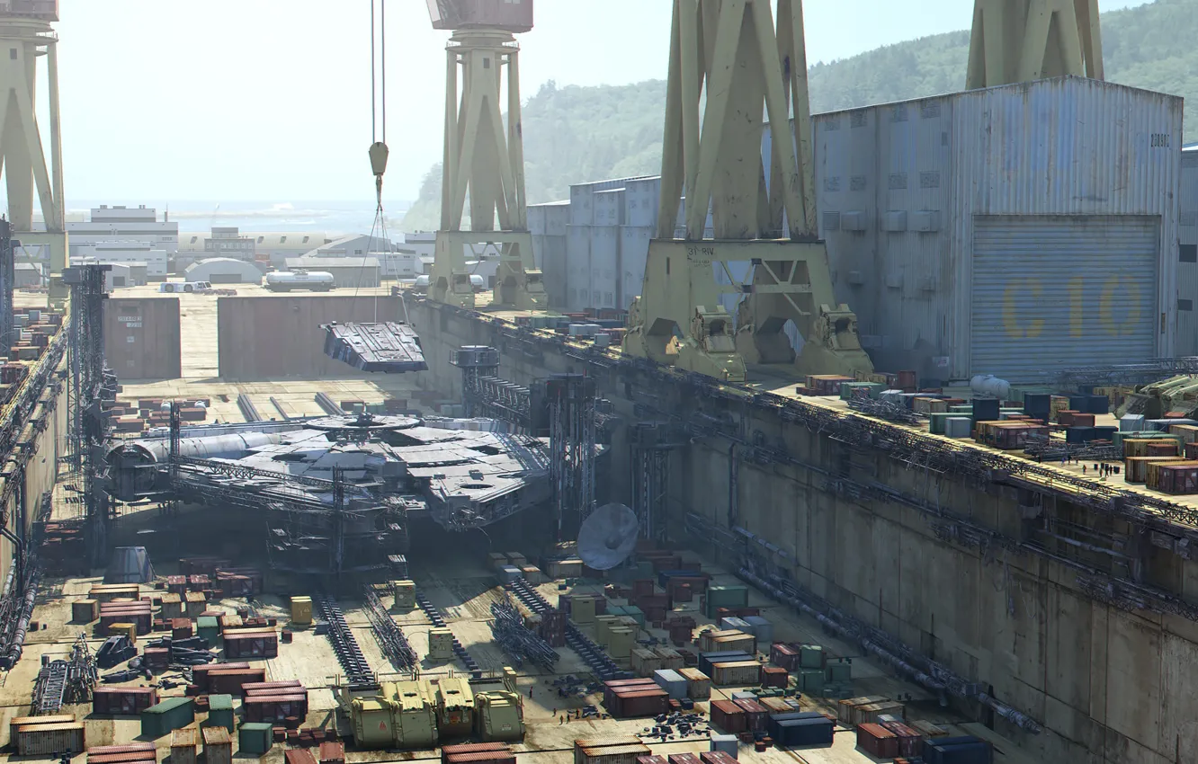 Photo wallpaper technique, Doc, Assembly, hangar, construction