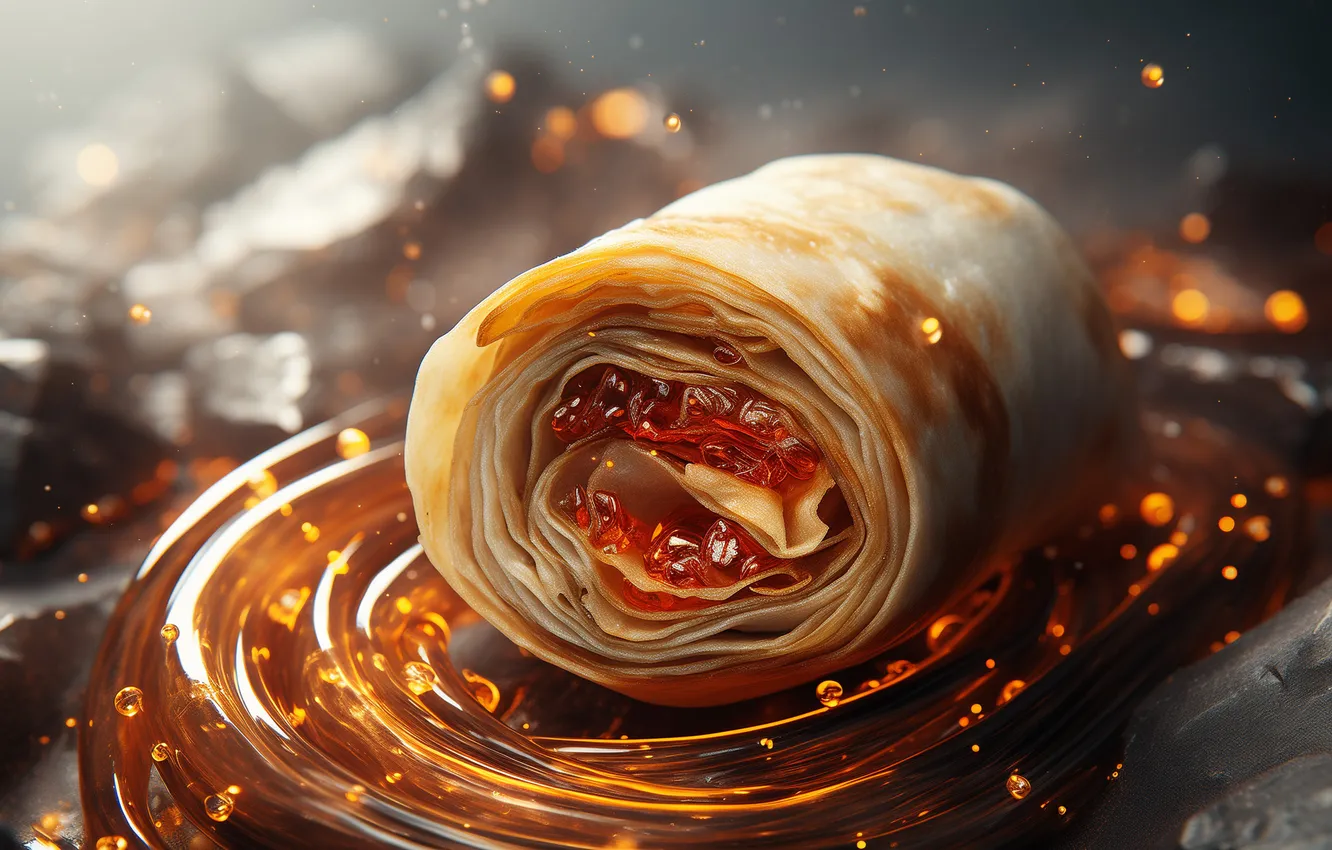 Photo wallpaper food, honey, caviar, pancakes