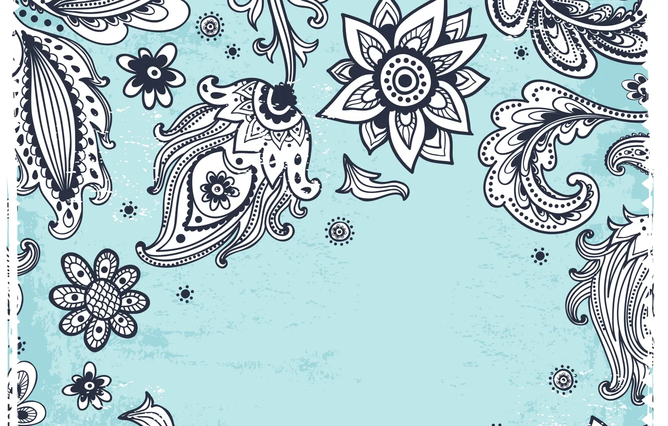 Photo wallpaper white, flowers, background, blue, pattern, black, texture