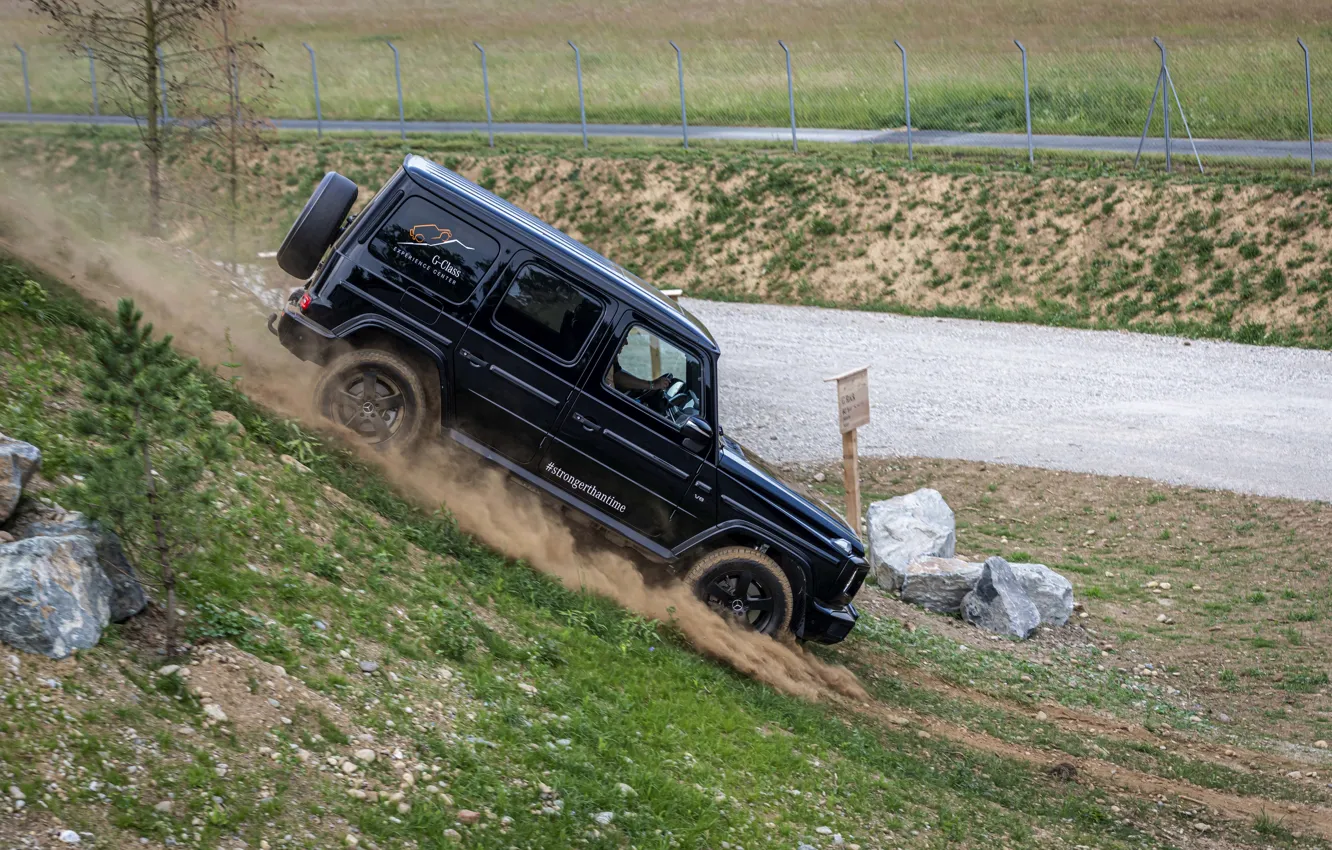 Photo wallpaper black, Mercedes-Benz, SUV, polygon, 4x4, G-Class, V8, 2019