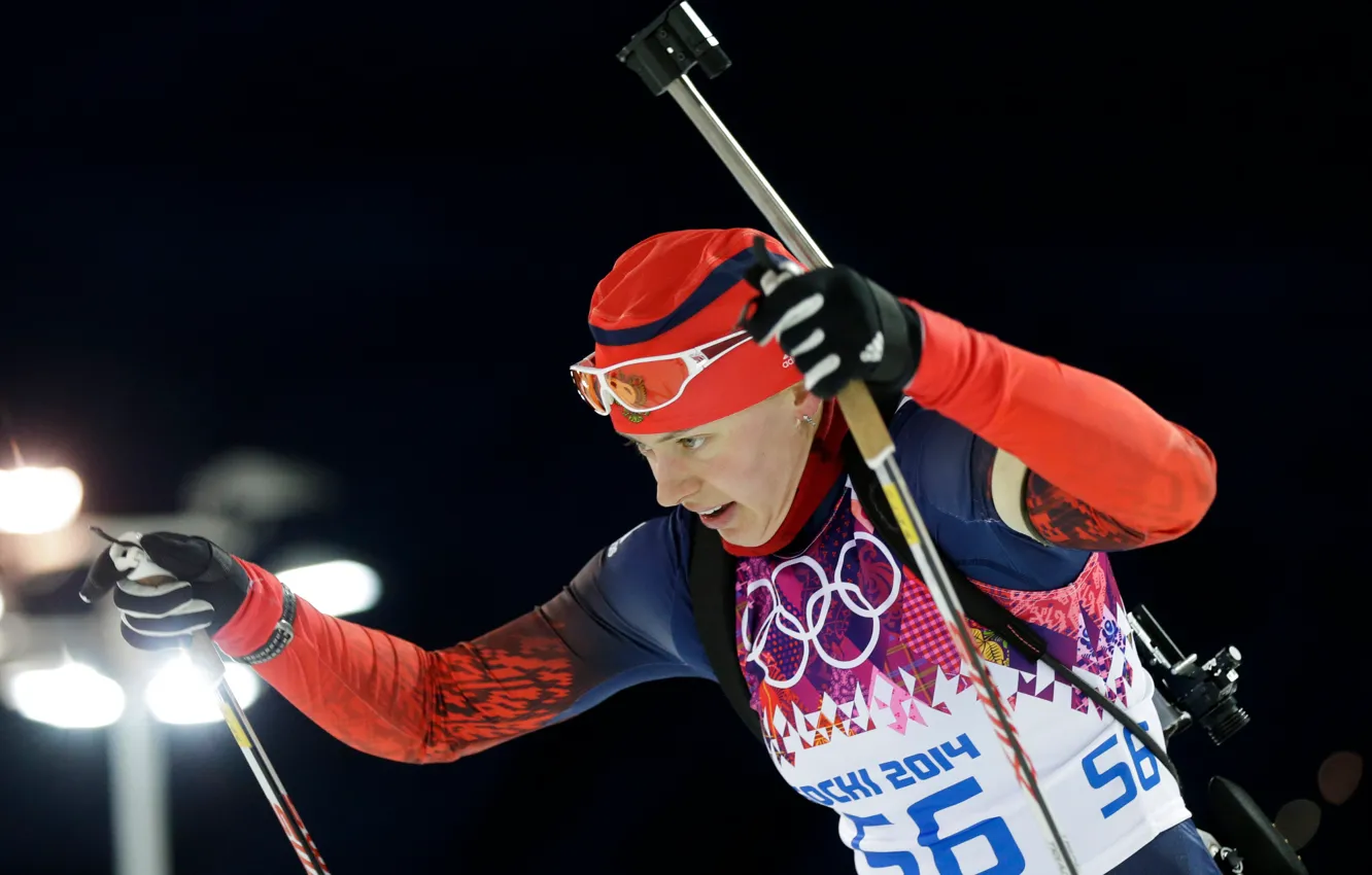 Photo wallpaper race, sport, the evening, glasses, Russia, athlete, rifle, Russia