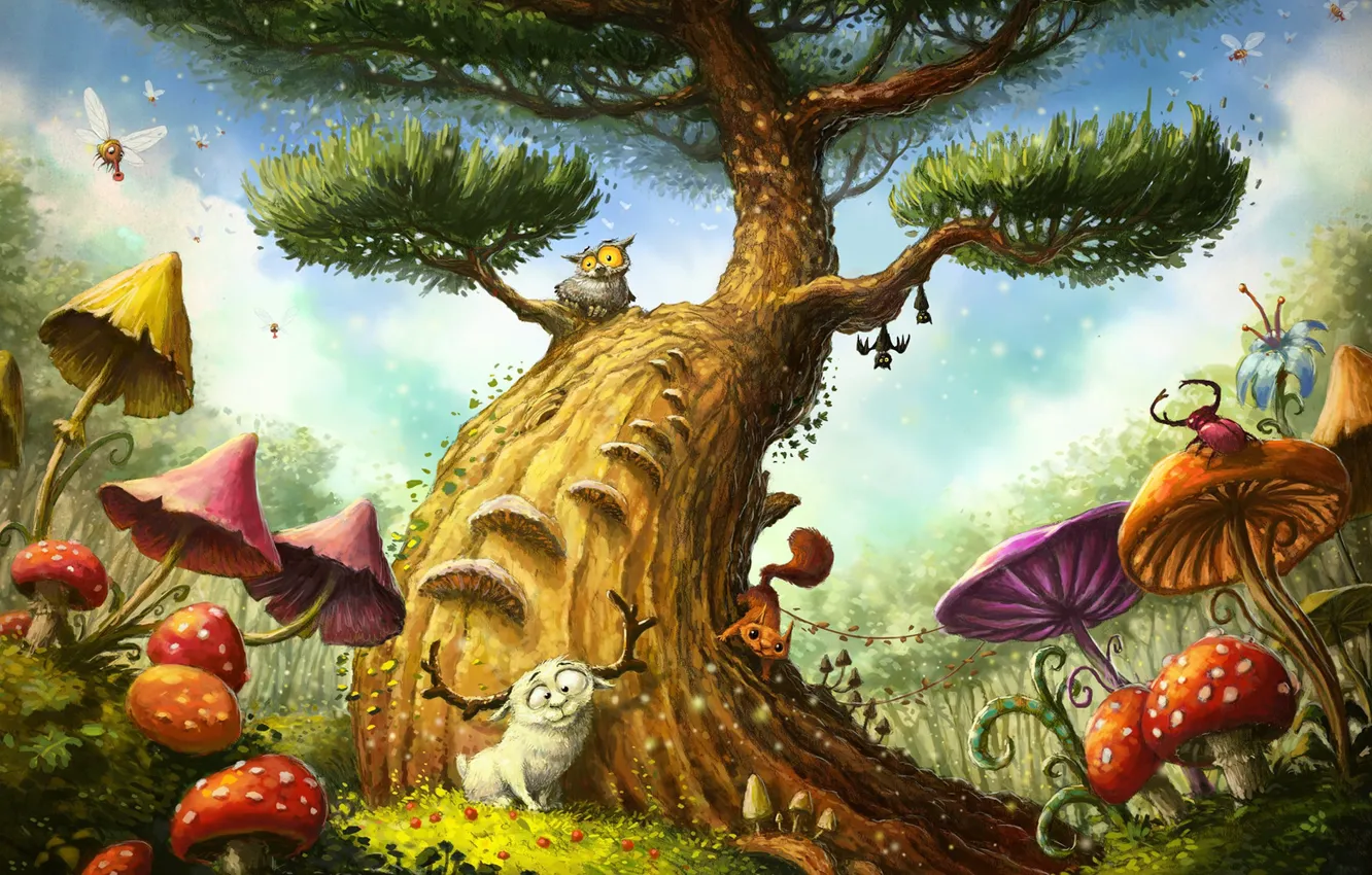 Photo wallpaper Illustrator, fragment, children's, Magic Tree, As Tomek