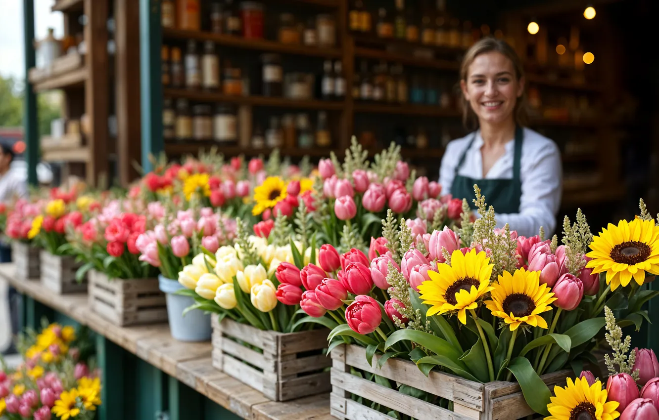 Photo wallpaper flowers, spring, colorful, tulips, blossom, welcome, flowers, tulips