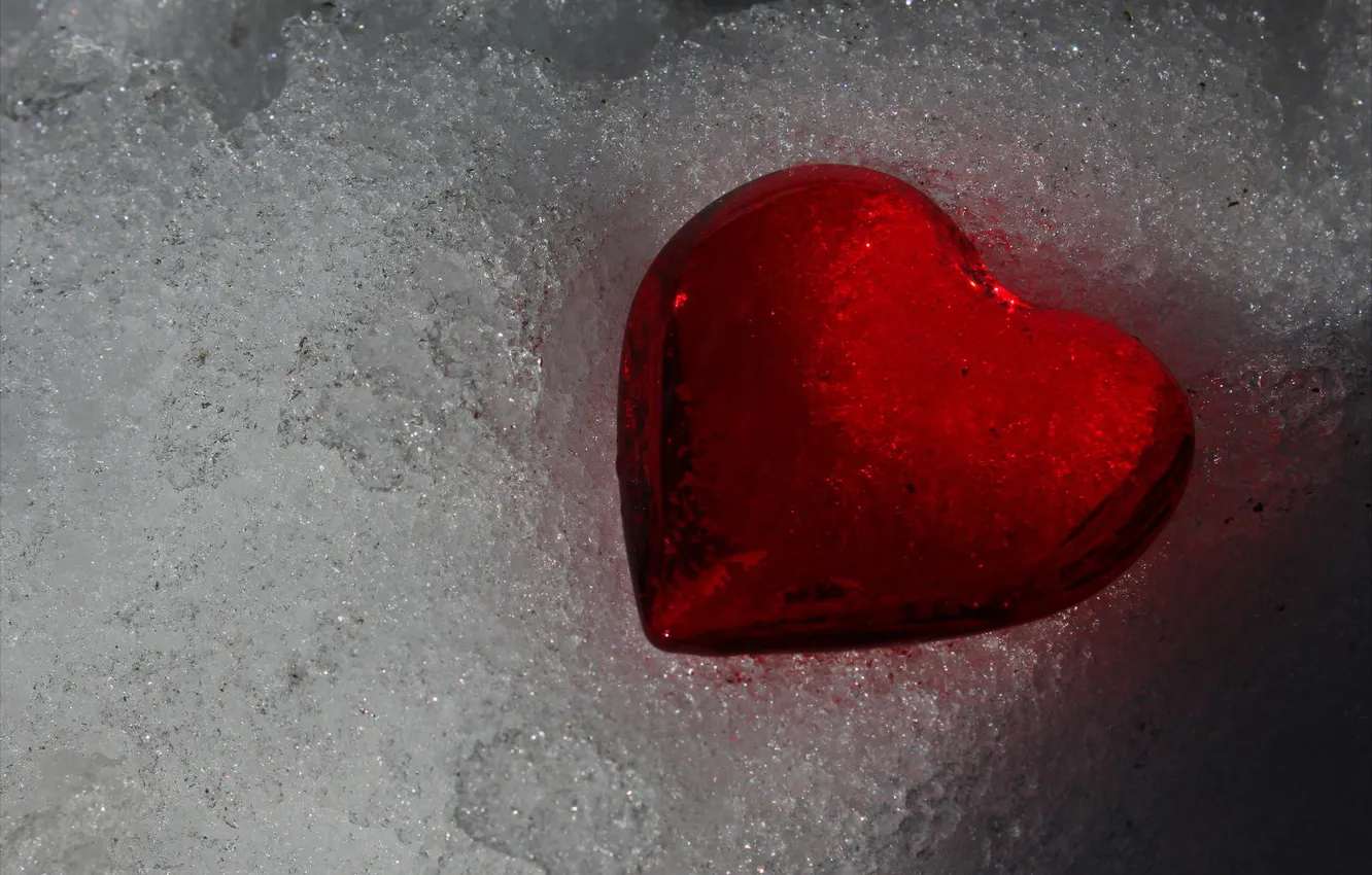 Photo wallpaper snow, heart, day, lovers, all, melts