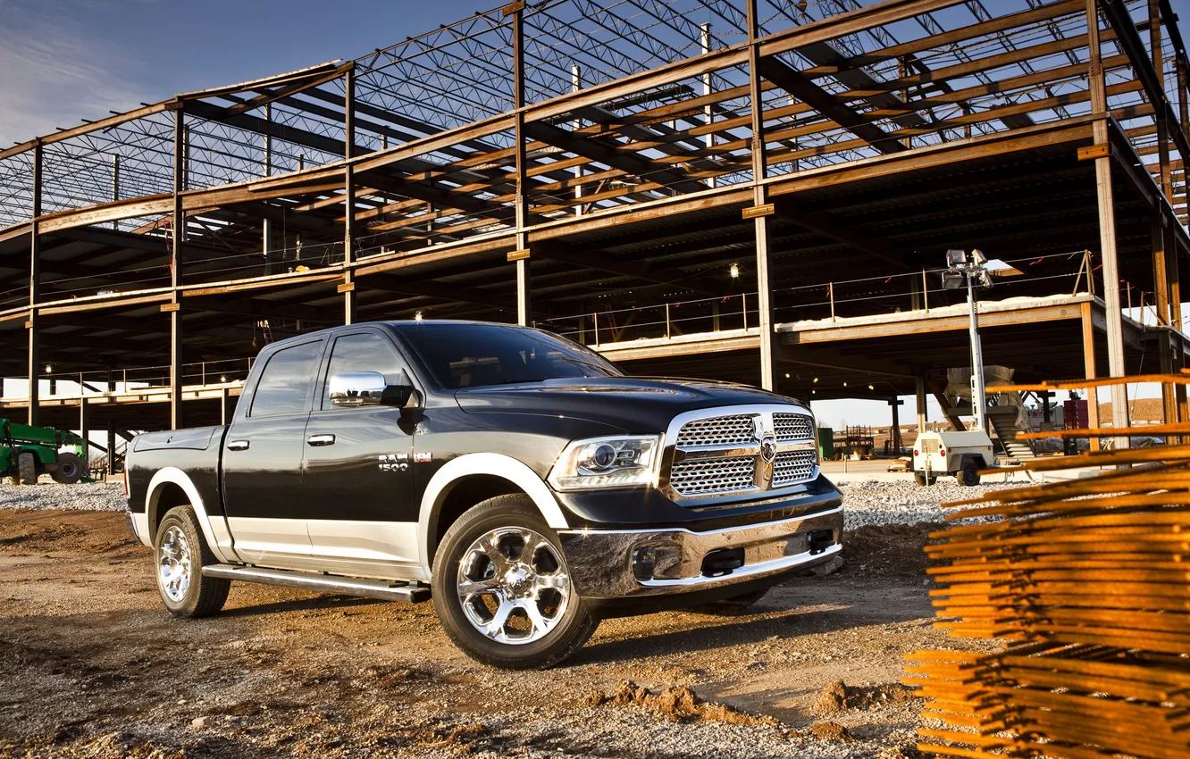 Photo wallpaper black, construction, day, Dodge, Dodge, pickup, 1500, Ram