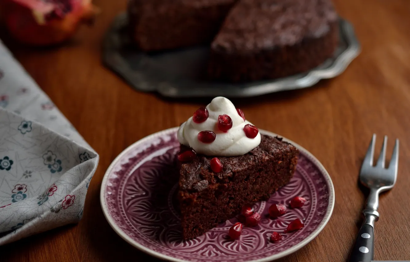 Photo wallpaper grain, pie, cream, dessert, sweet, garnet