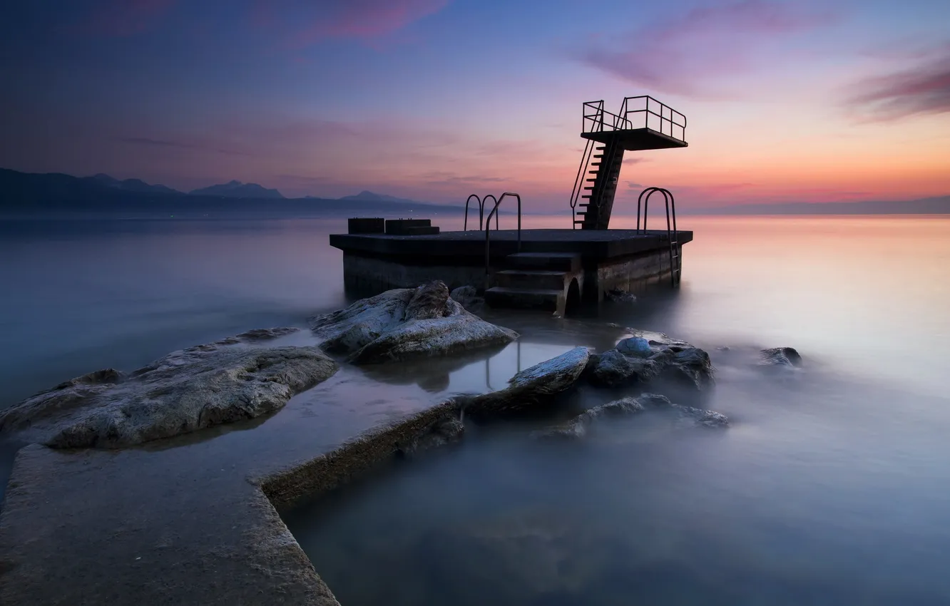 Photo wallpaper sea, landscape, sunset