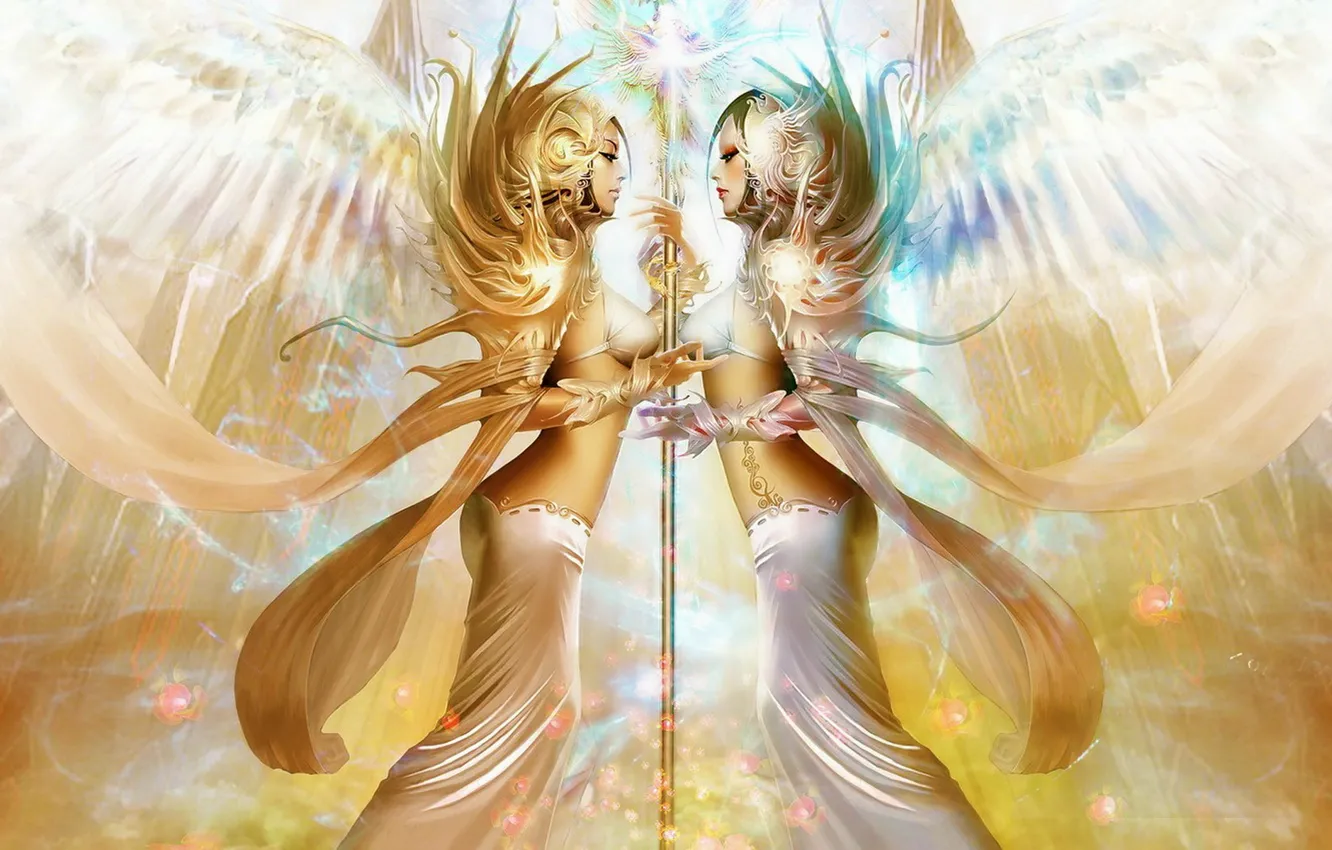 Photo wallpaper light, fantasy, angel, women