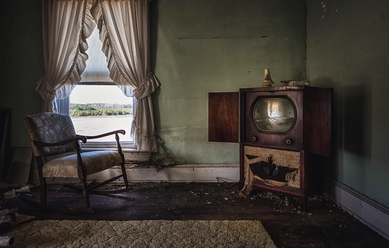 Photo wallpaper room, chair, TV