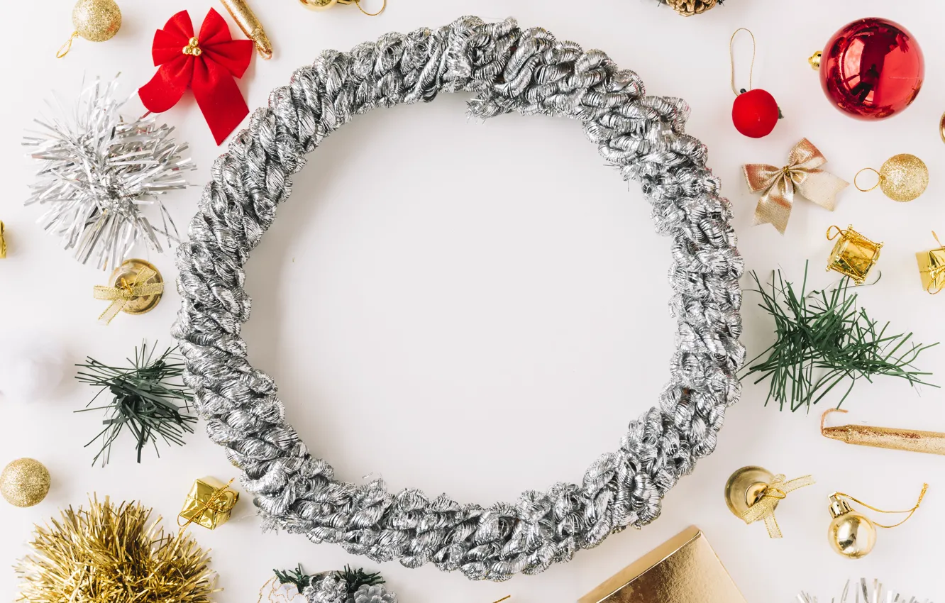 Photo wallpaper new year, Christmas, Christmas, wreath, wood, New Year, decoration, wreath