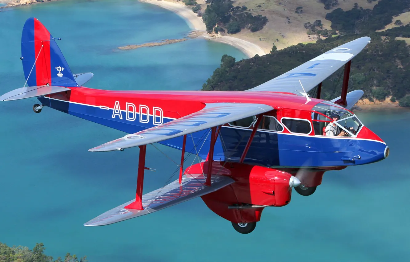 Photo wallpaper sea, flight, retro, landscape, the plane
