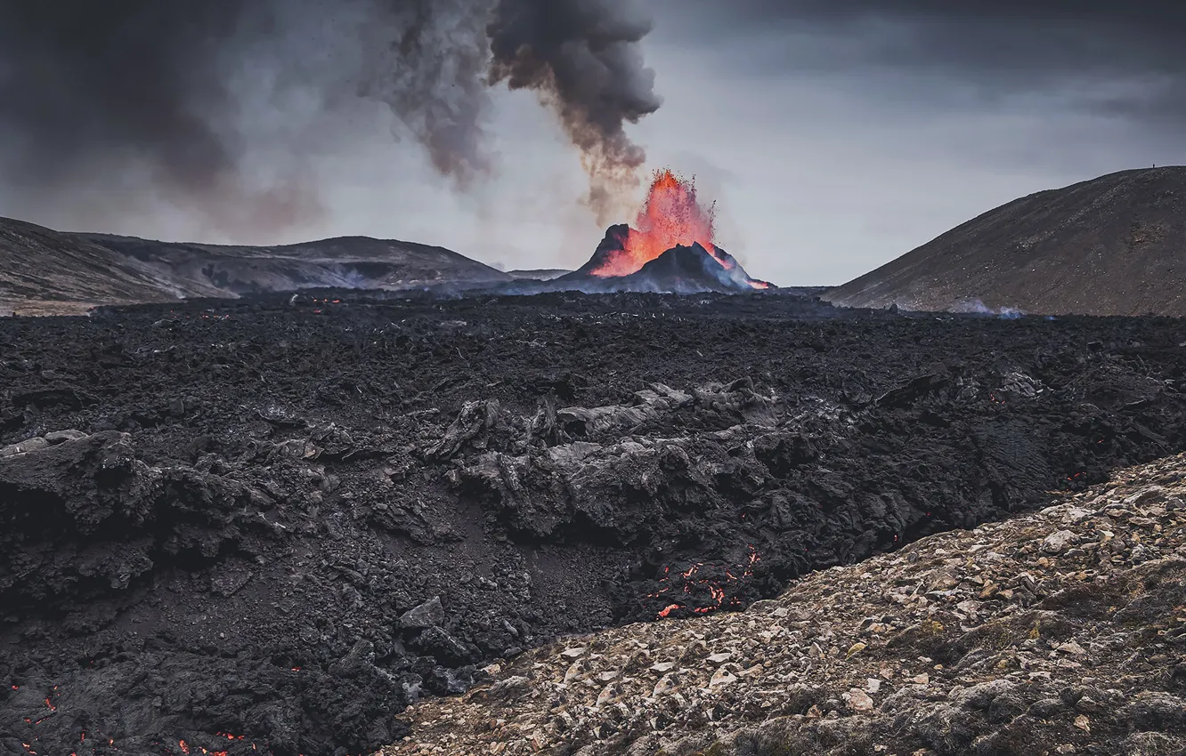 Photo wallpaper nature, the volcano, the eruption
