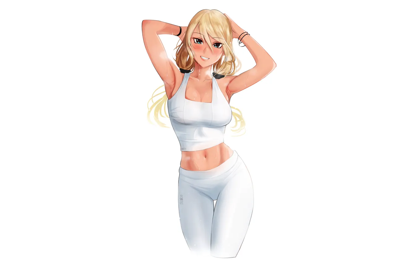 Photo wallpaper girl, hot, sexy, anime, blonde, babe, fitness, gym