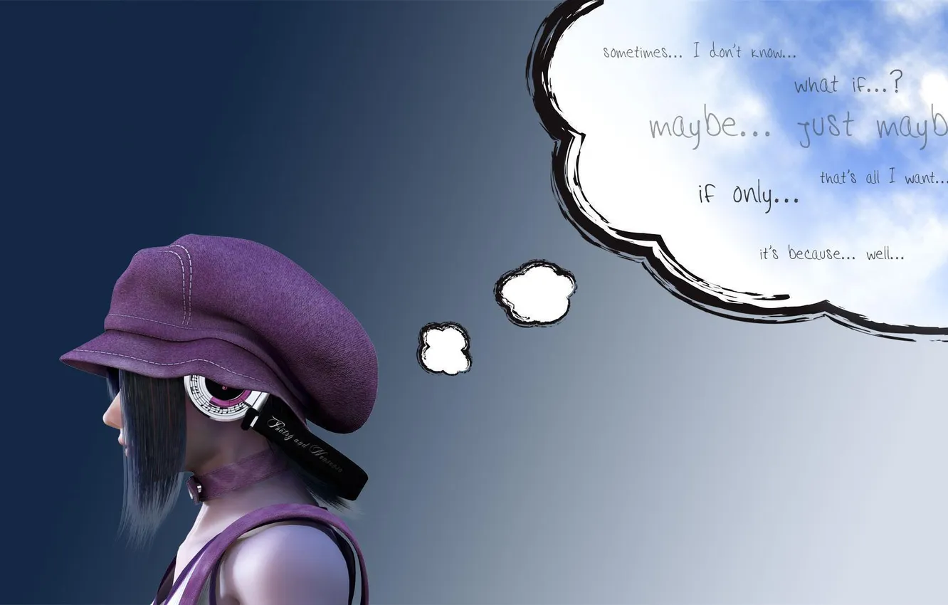 Photo wallpaper mood, headphones, girl