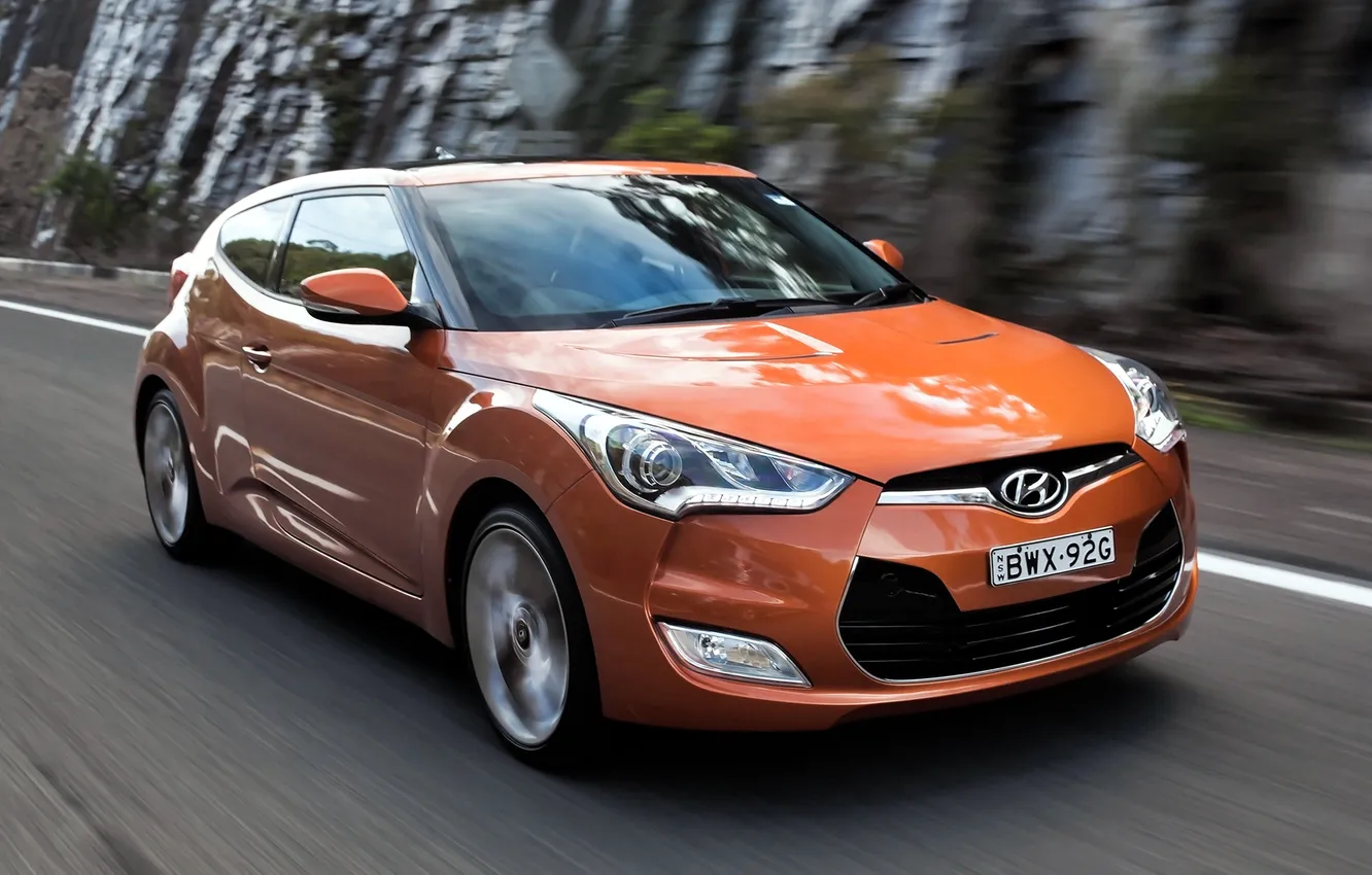 Photo wallpaper car, Hyundai, speed, Veloster
