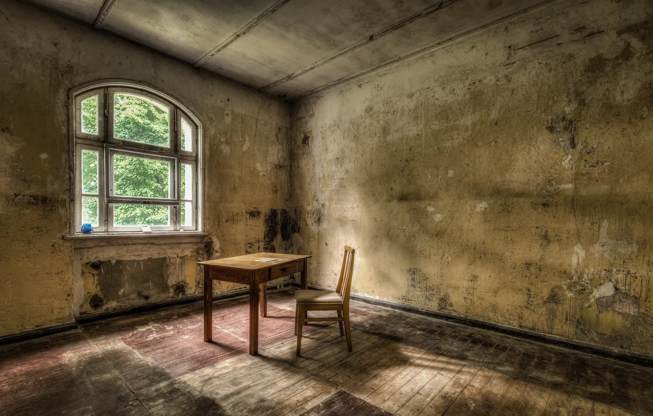 Photo wallpaper table, window, chair