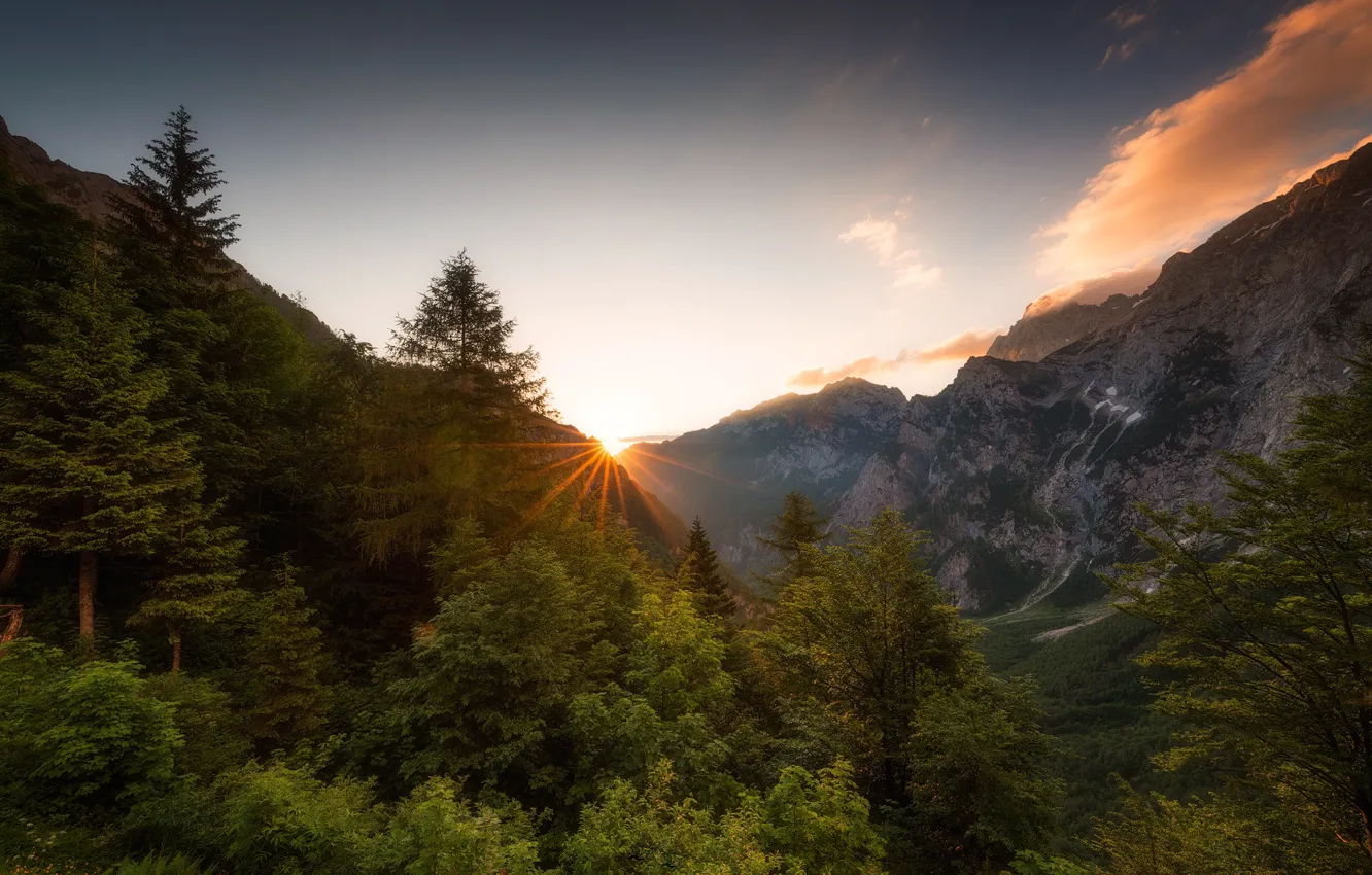 Photo wallpaper mountains, dawn, Alps