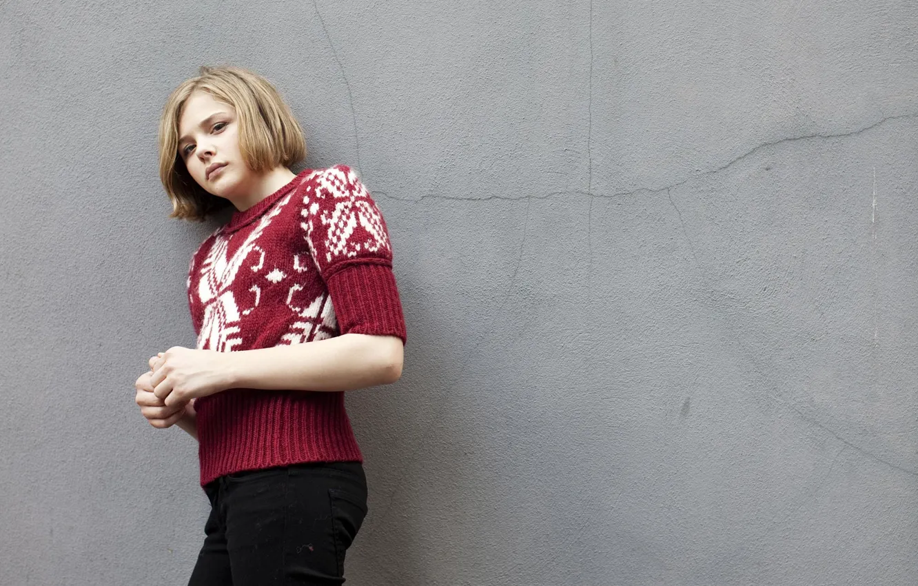 Photo wallpaper wall, sweater, Chloë Moretz, Chloe Moretz