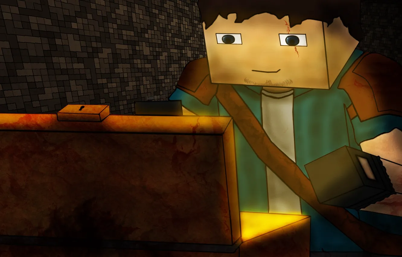 Photo wallpaper minecraft, cubic, laptop