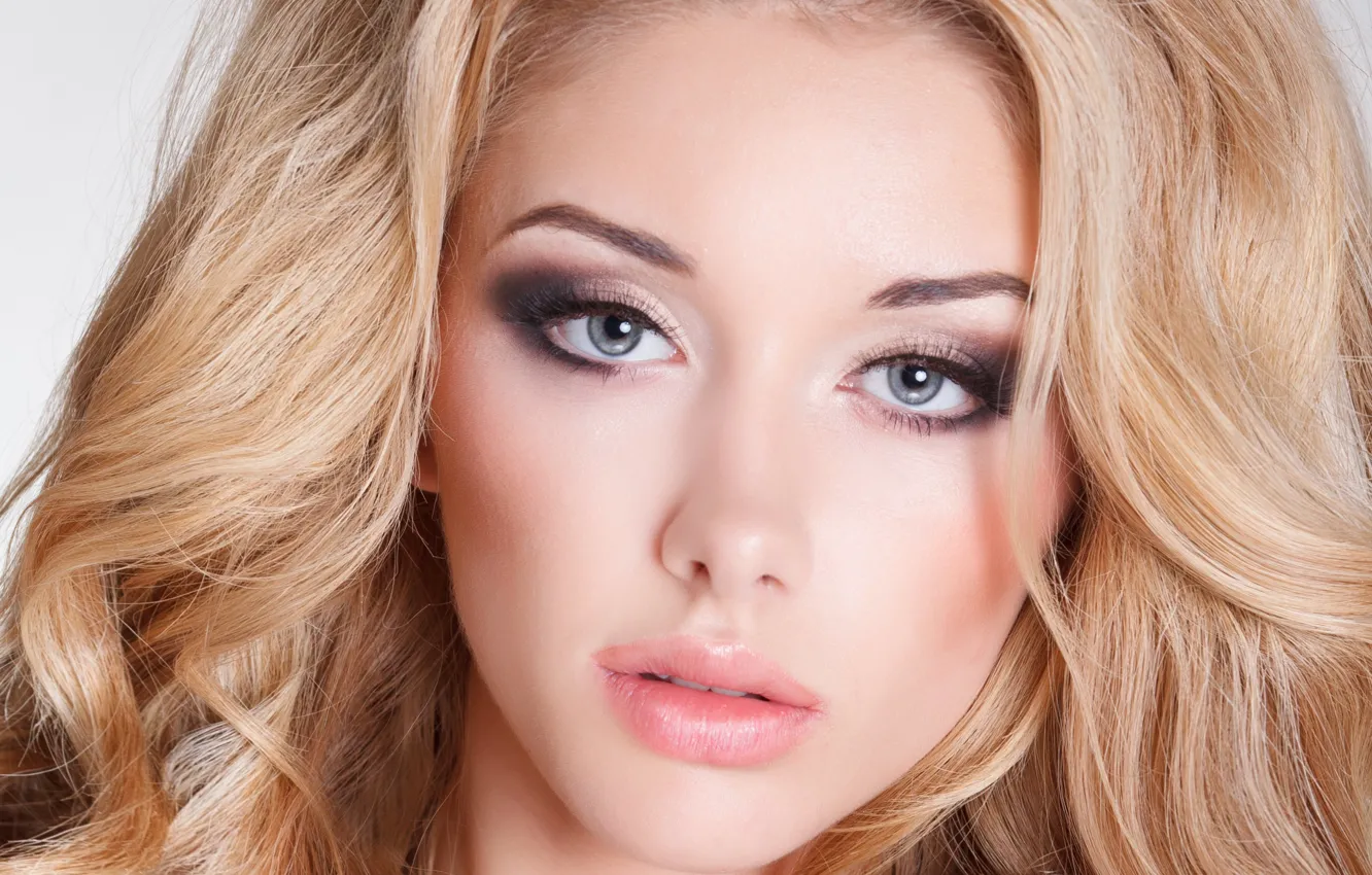 Photo wallpaper eyelashes, model, hair, blonde, Vzglyad, wavy. makeup