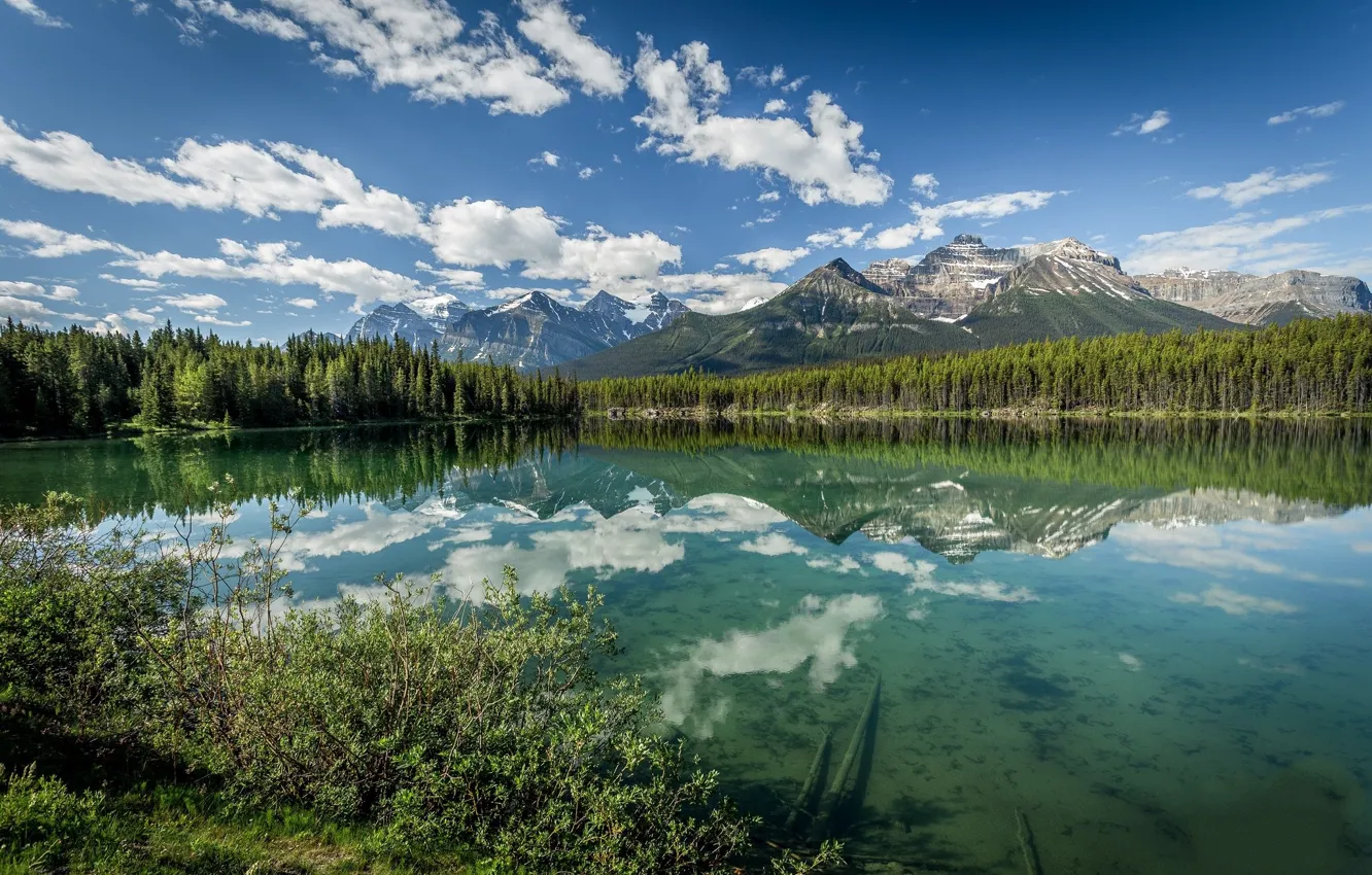 Photo wallpaper lake, reflection, mountain