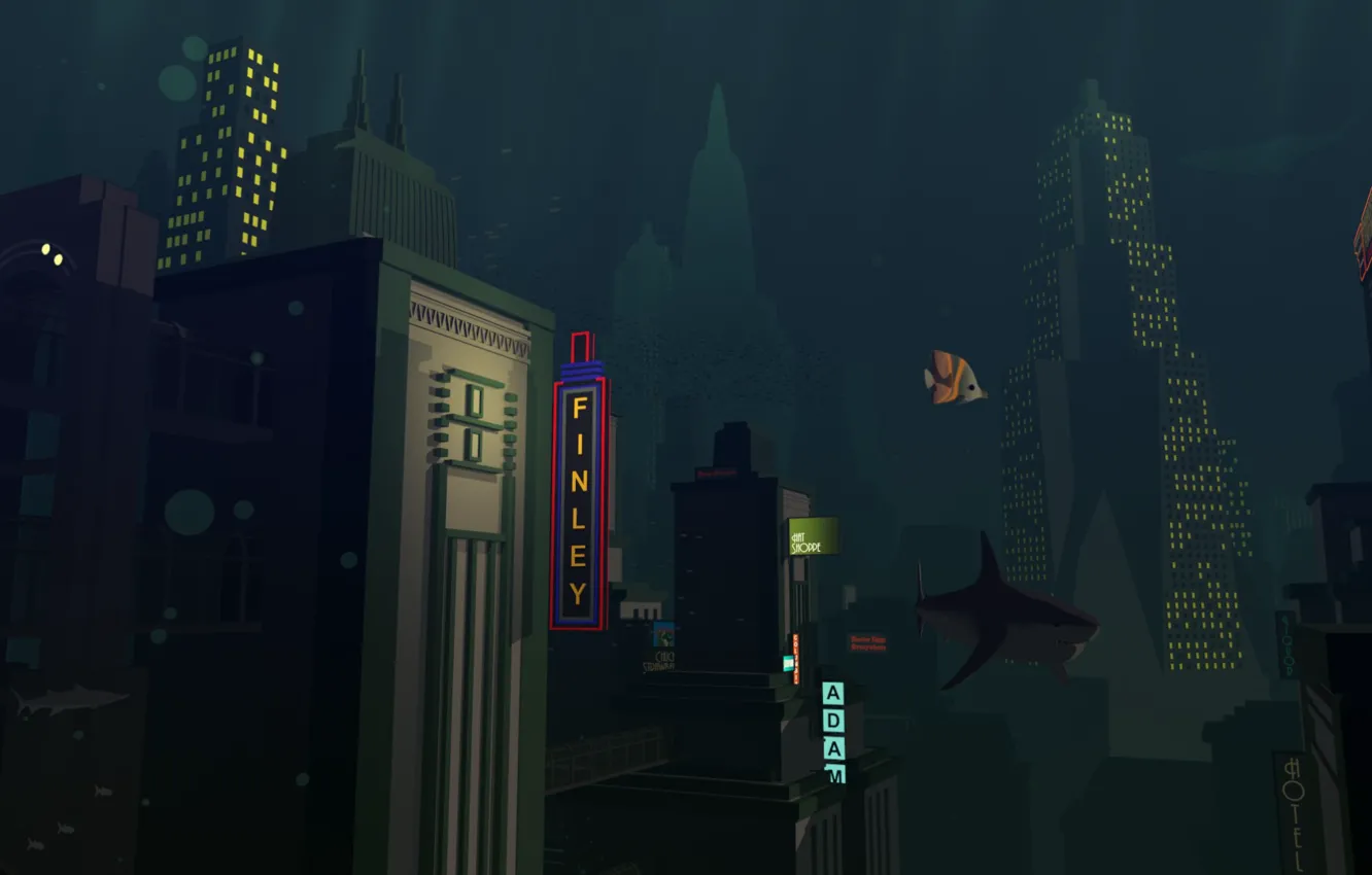 Photo wallpaper the city, rapture, bioshock, delight, underwater