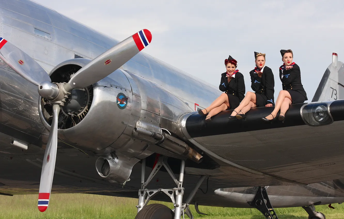 Photo wallpaper girls, military transport aircraft, Skytrooper, C-53D