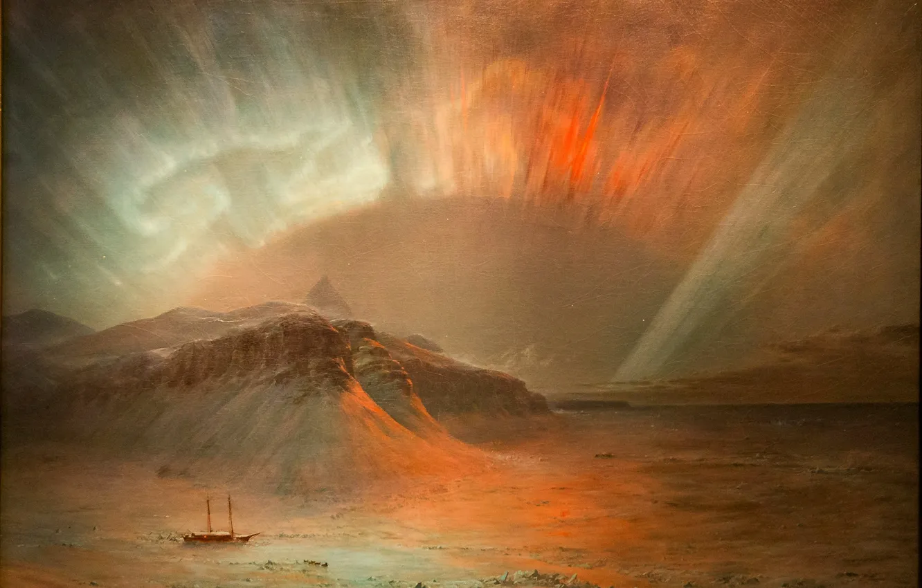 Photo wallpaper Northern lights, artist, Frederic Edwin Church