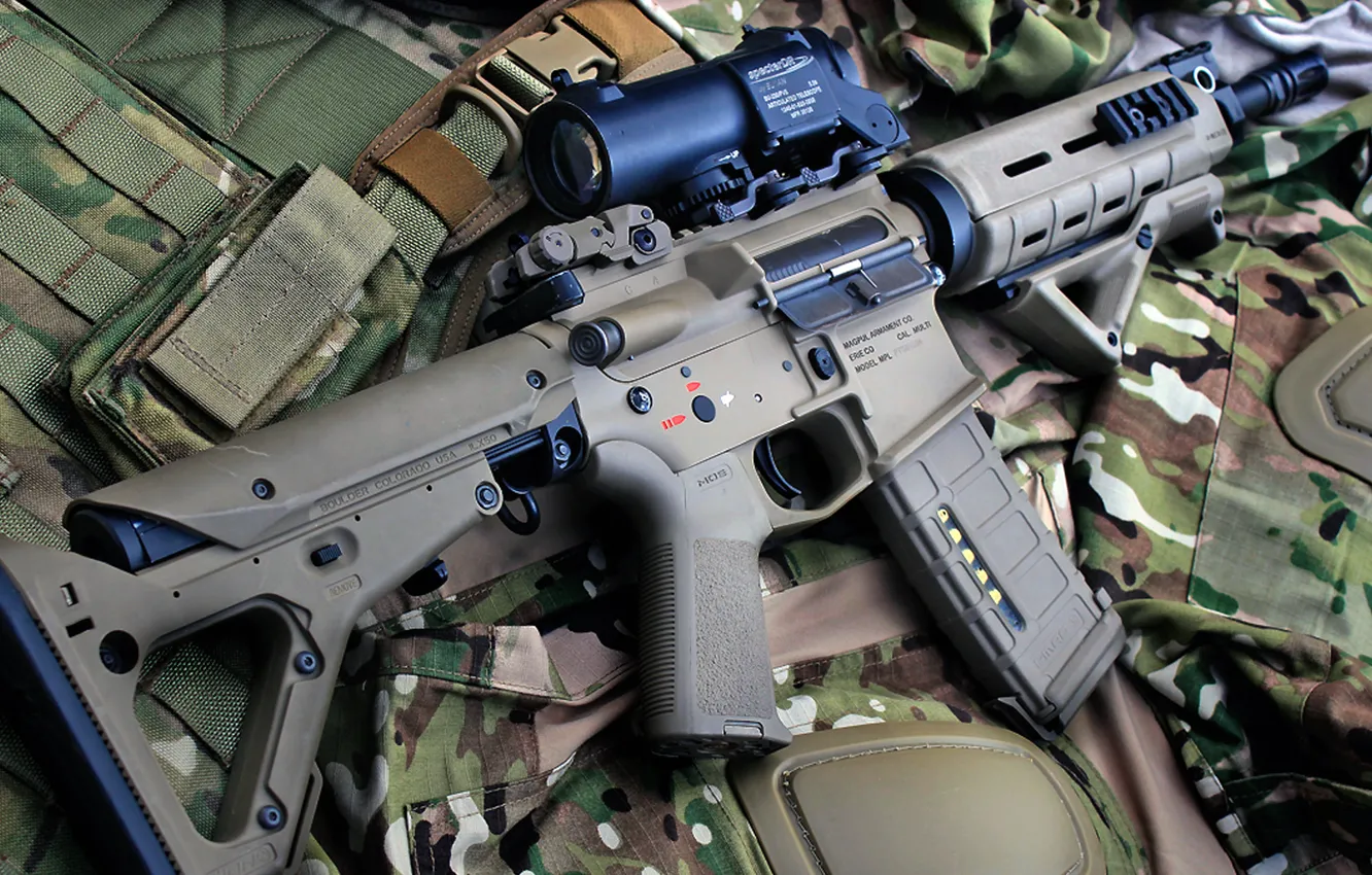 Photo wallpaper machine, USA, carbine, magpul, 5.56mm