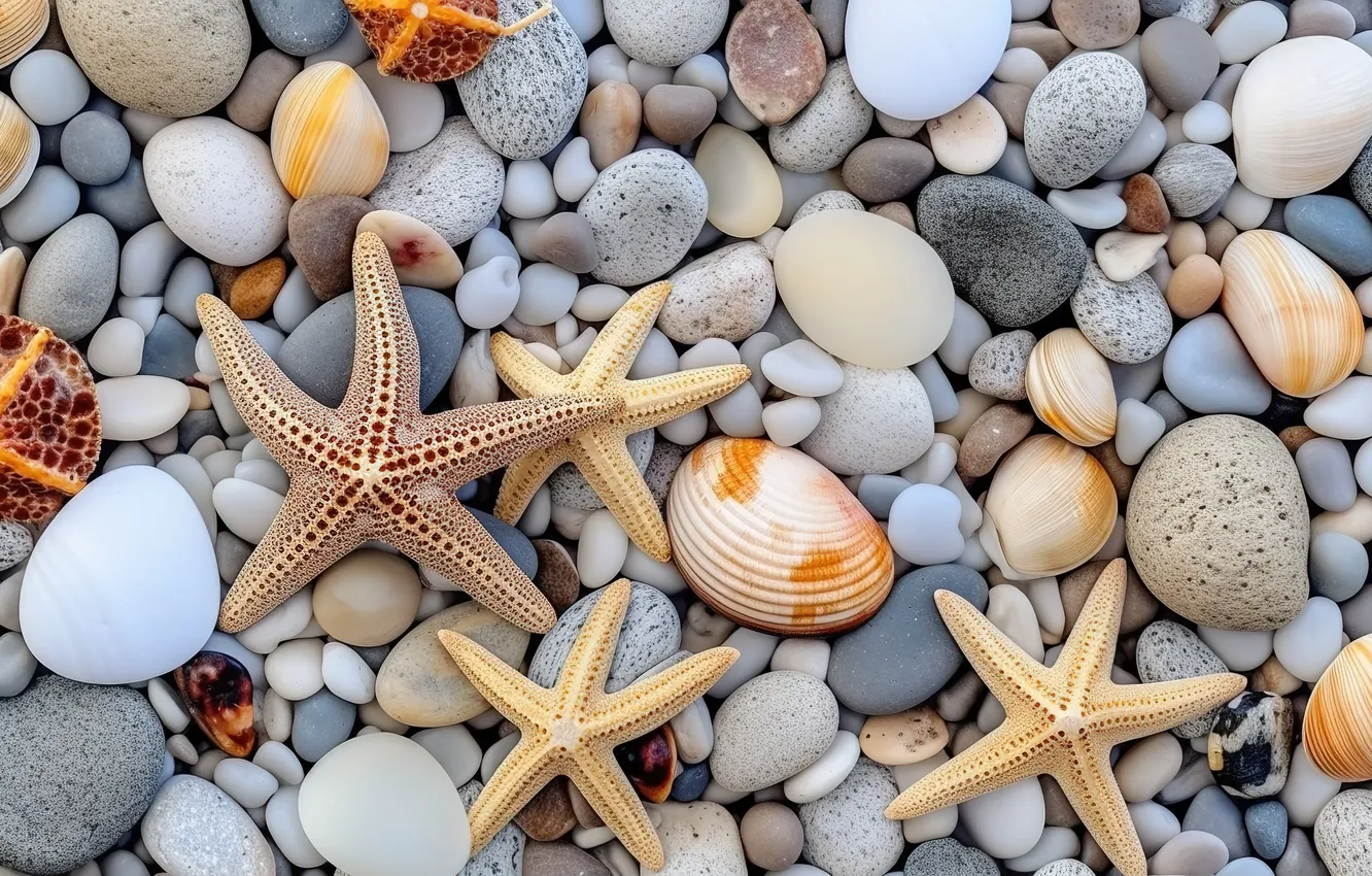 Photo wallpaper beach, pebbles, stones, background, colorful, shell, beach, texture