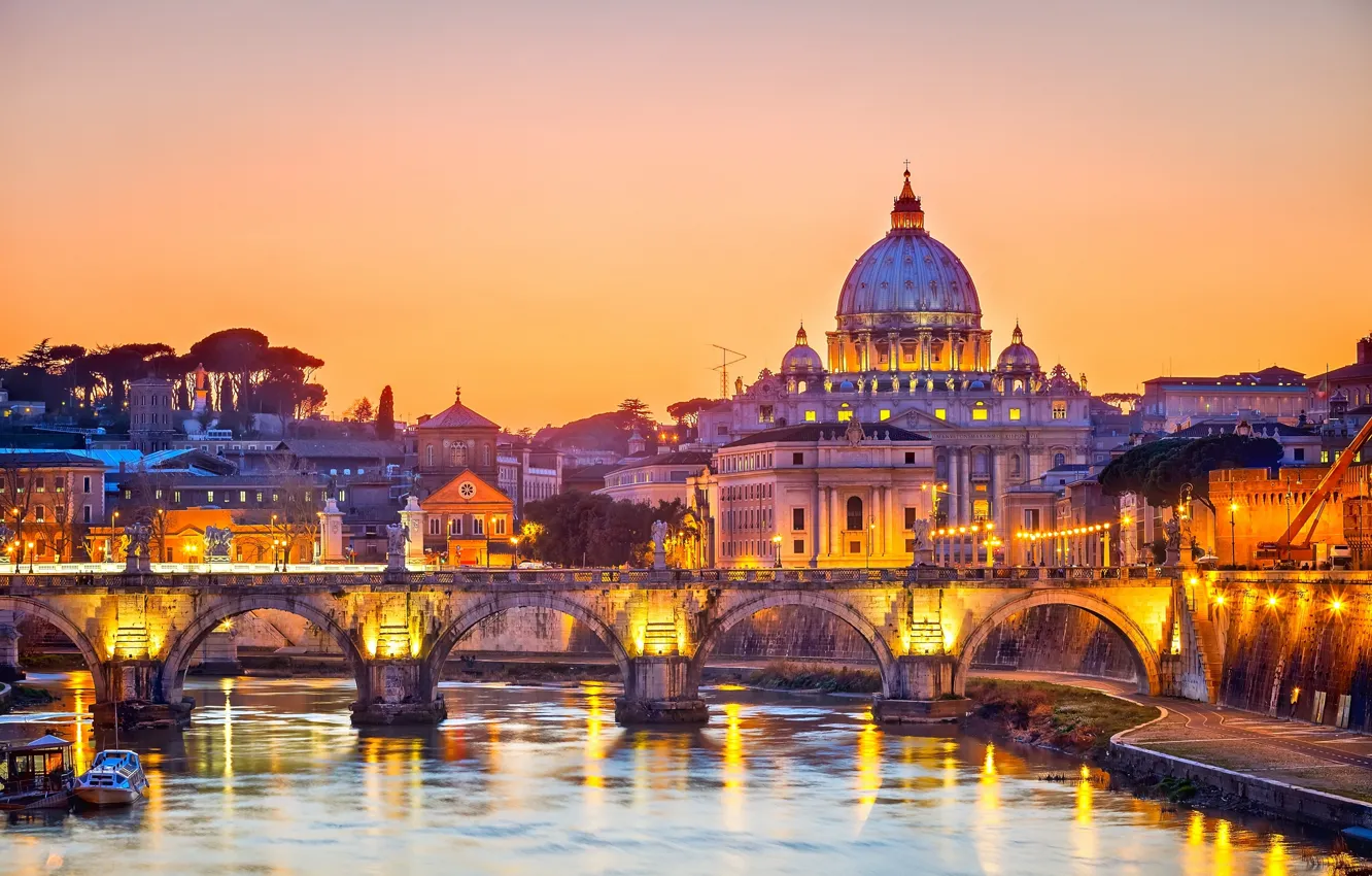 Photo wallpaper bridge, the city, Rome