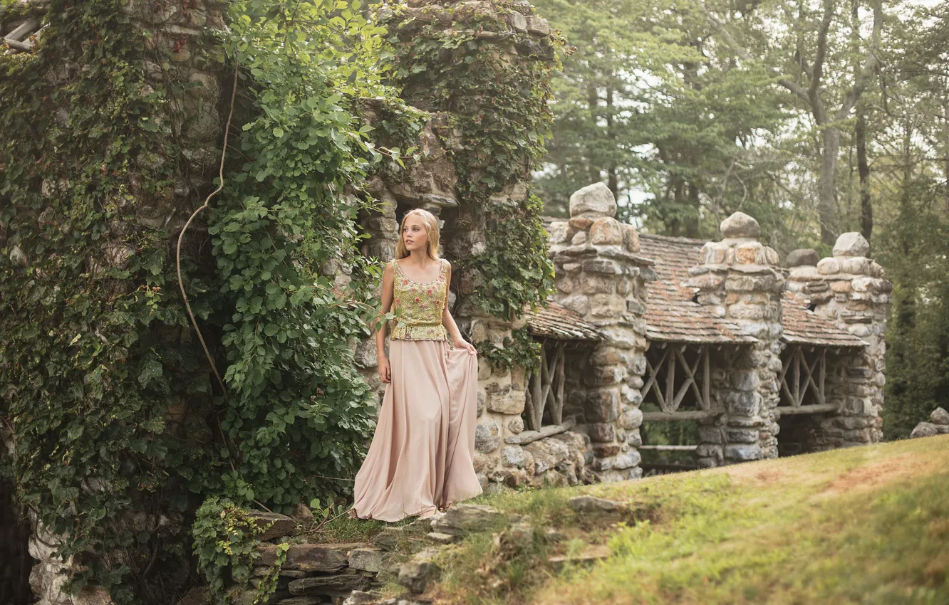 Photo wallpaper girl, stones, dress, ivy, Aleah Michele, What you believe is what you become