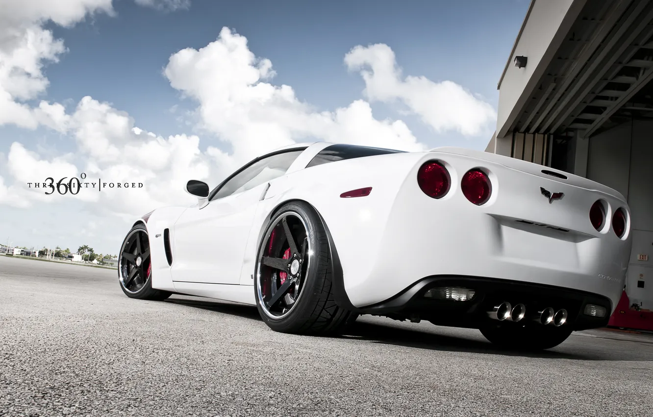 Photo wallpaper Z06, Corvette, Chevrolet, white, Chevrolet, Corvette, the rear part, 360 three sixty forged