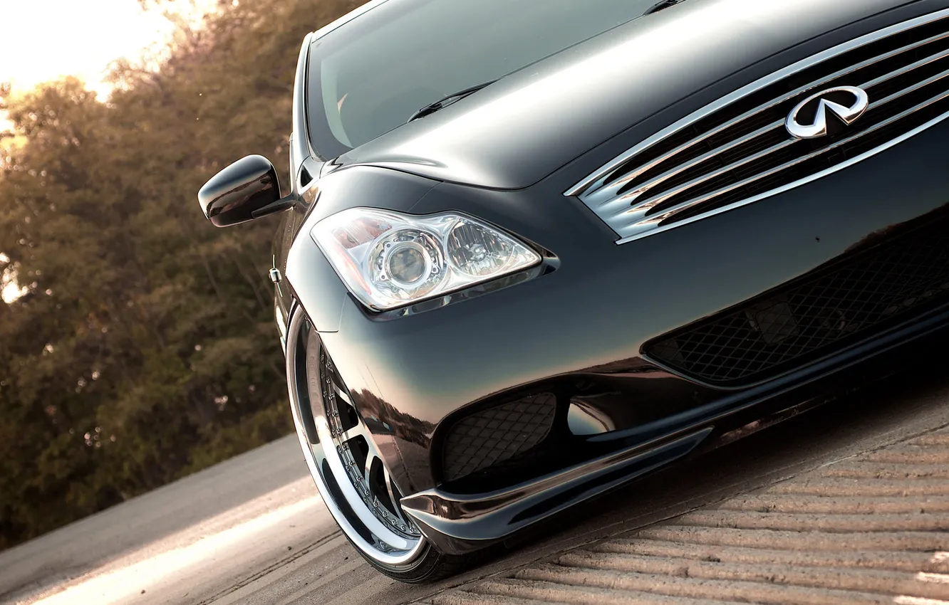 Photo wallpaper black, lights, Infiniti, black, infiniti, G37, G-Series, grille