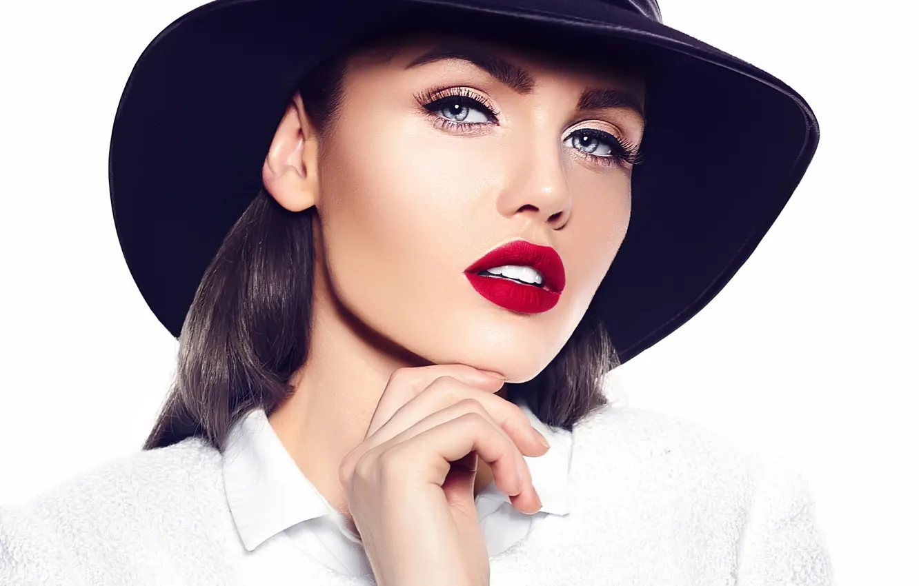 Wallpaper Look, Girl, Pose, Model, Portrait, Makeup, Hat, Halay Alex 