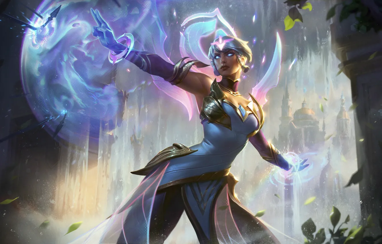 Photo wallpaper girl, magic, League of Legends, Karma