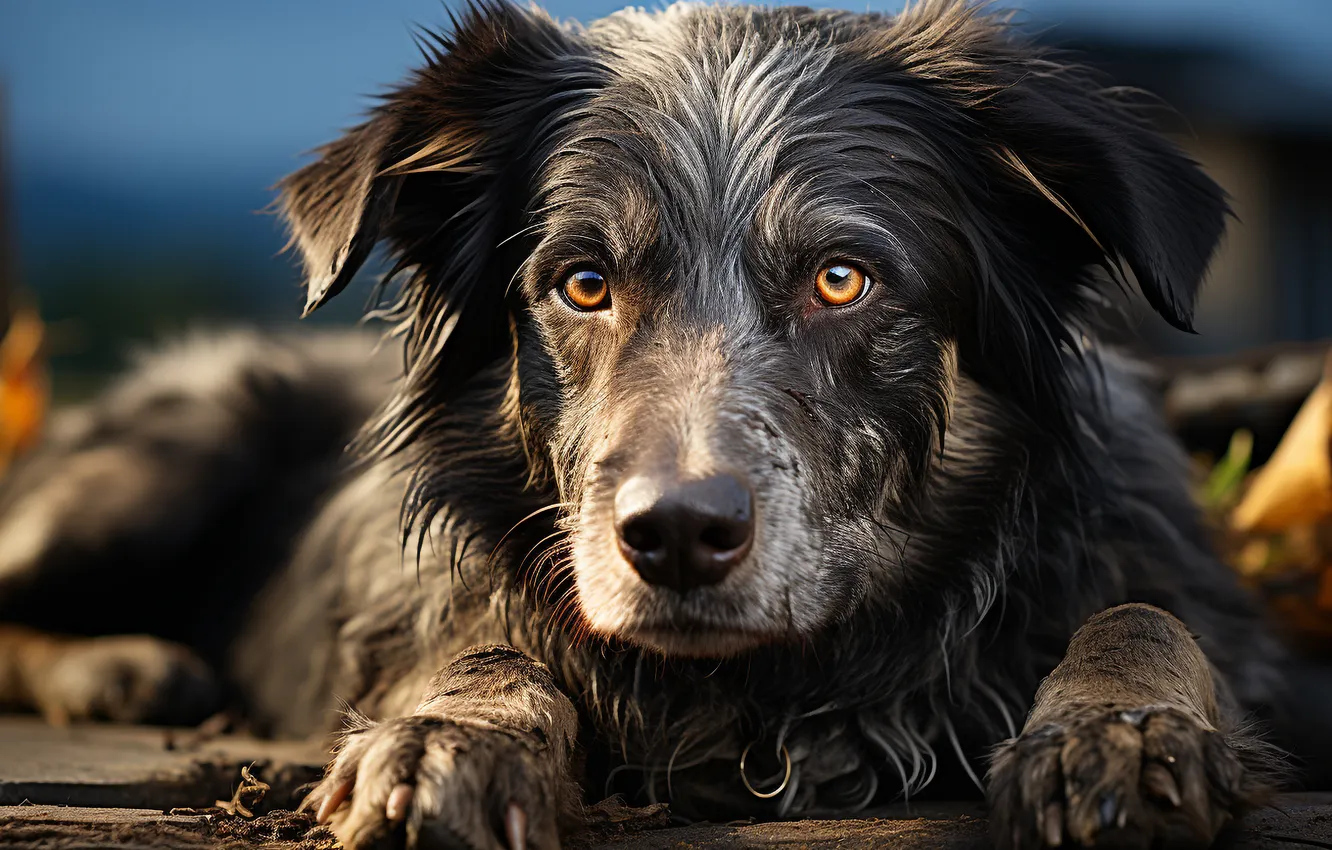 Photo wallpaper look, face, dog, digital art, AI art, The Art of Artificial Intelligence, neural network