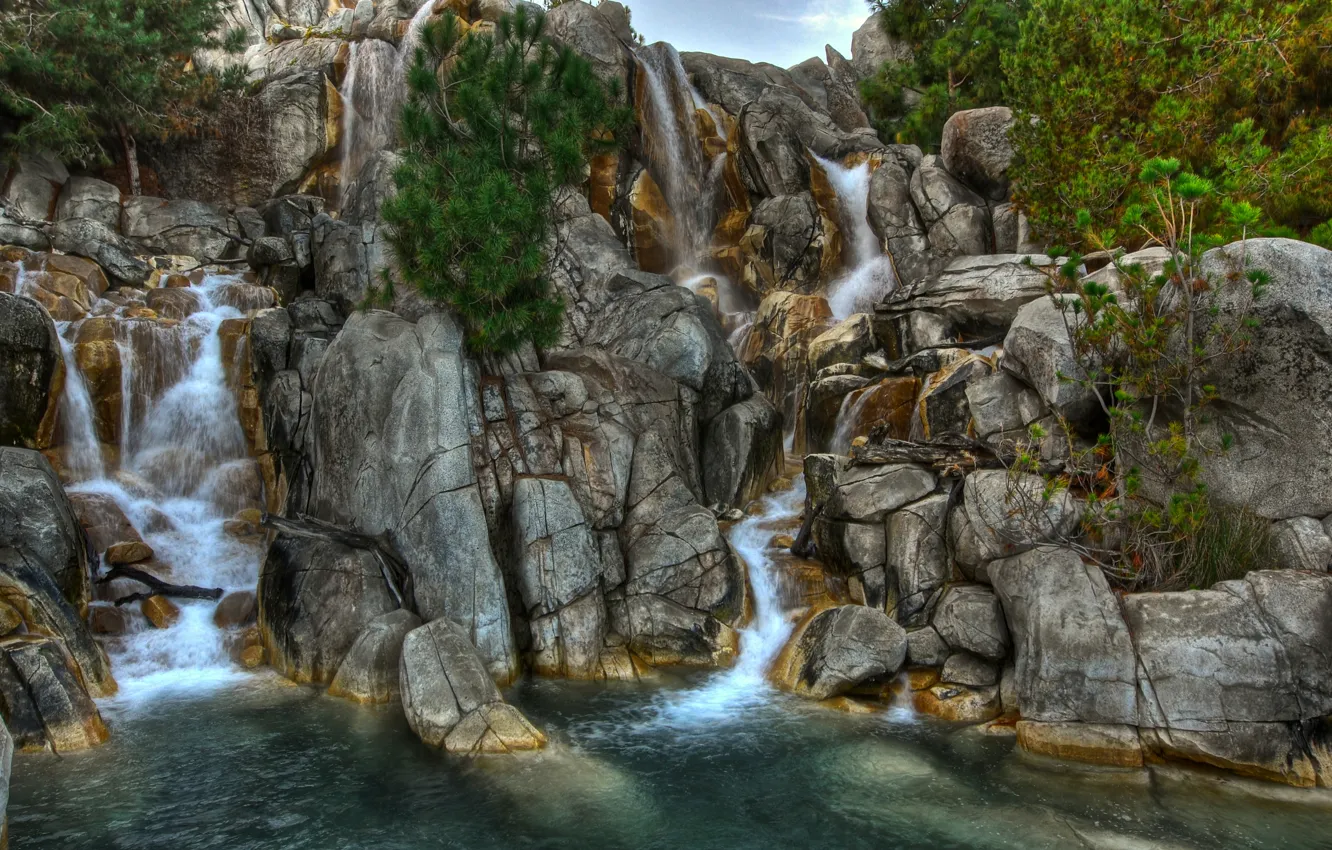 Photo wallpaper water, stones, rocks, waterfalls
