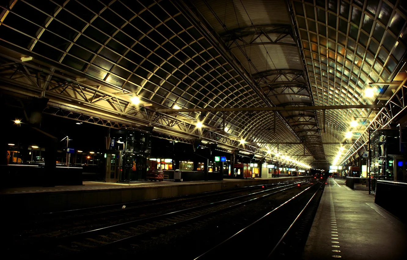 Photo wallpaper Railways, station, train